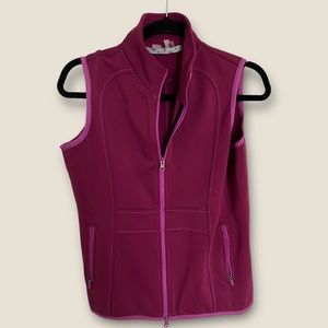 Athleta Purple Vest S Zip Pockets Full Zip Sleeveless Fleece Lined Athletic READ